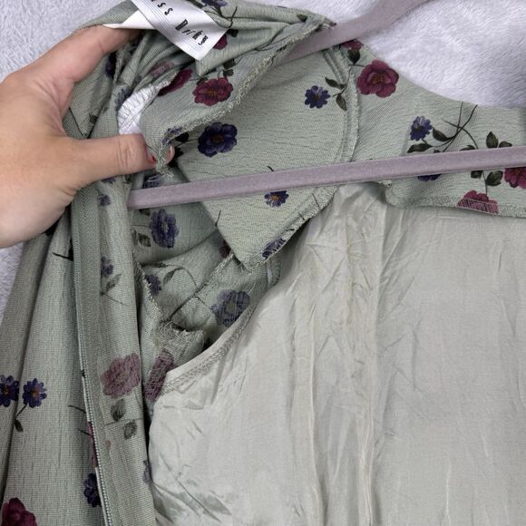 Vtg Puff Sleeve Tea Dress 8 Green Cottage Modest Grandma Prairie Garden 80s 90s - Picture 9 of 15